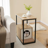 3 in 1 Cat House &amp; Scratching Post &amp; Side Table Cat Cave with Removable Scratching Mat &amp; Ball Natural