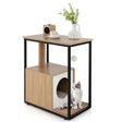 3 in 1 Cat House &amp; Scratching Post &amp; Side Table Cat Cave with Removable Scratching Mat &amp; Ball Natural