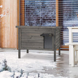 Weatherproof Wooden Feral Cat House with All-Round Foam Insulated for Multiple Cats-Grey