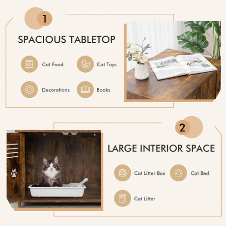 Cat Litter Box Enclosure with Double Louvered Doors