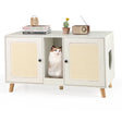 Cat Litter Box Enclosure for 2 Cats with Double Rooms and 2 Sisal Scratching Mats-White