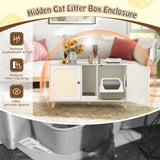 Cat Litter Box Enclosure for 2 Cats with Double Rooms and 2 Sisal Scratching Mats-White