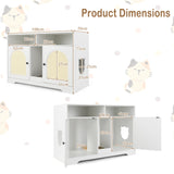 Cat Litter Box Enclosure with Storage and Double Rooms for 2 Cats-White