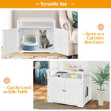 Cat Litter Box Enclosure with Adjustable and Removable Divider for Pet-White