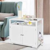 Cat Litter Box Enclosure with Adjustable and Removable Divider for Pet-White