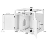Cat Litter Box Enclosure with Adjustable and Removable Divider for Pet-White