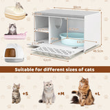 Cat Litter Box Enclosure with Removable Cushion and Front Open Door-White