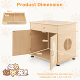 Cat Litter Box Enclosure with Sisal Scratching Doors and Storage-Natural