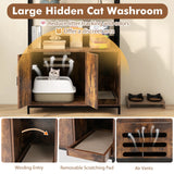 Cat Litter Box Enclosure with Storage and Shelves-Coffee
