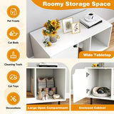 Cat Litter Box Enclosure with Storage and Removable Scratching Board-White