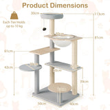 113 cm Multi-level Modern Cat Tree with Removable Padded Top Perch-Natural