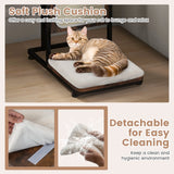 C- Shaped Cat Side Table Cat Tree with Scratching Board-Rustic Brown