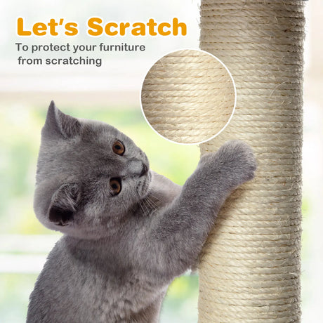 67 Inch Multi-Level Cat Tree with Cozy Perches Kittens Play House-Light Gray