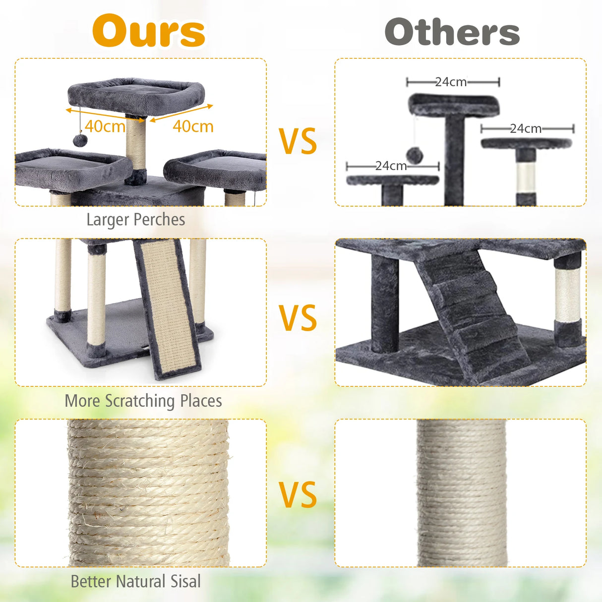 67 Inch Multi-Level Cat Tree with Cozy Perches Kittens Play House-Light Gray