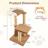 Cat Tree for Indoor Cats with Plush Padded Perch Scratching Posts and Jumping Platform-Brown