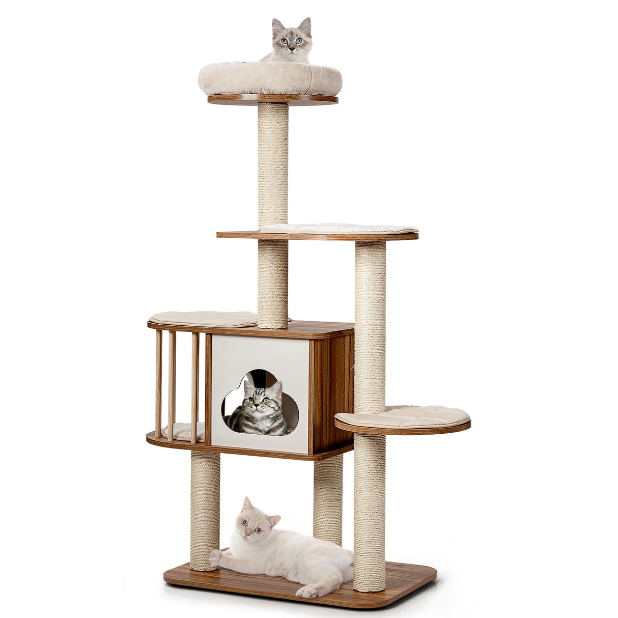 Multi-Level Cat Activity Tree with Sisal-Covered Scratching Posts for Cats