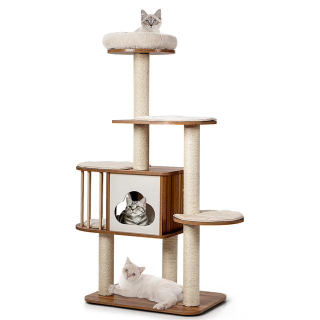 Multi-Level Cat Activity Tree with Sisal-Covered Scratching Posts for Cats