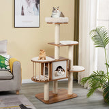 Multi-Level Cat Activity Tree with Sisal-Covered Scratching Posts for Cats