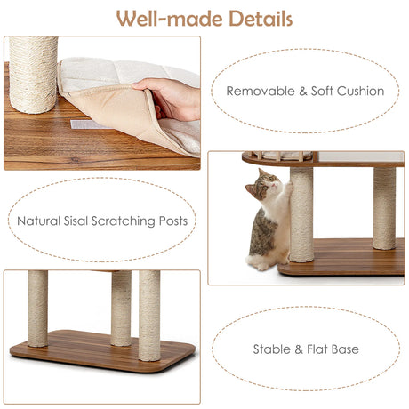 Multi-Level Cat Activity Tree with Sisal-Covered Scratching Posts for Cats