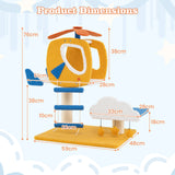 Indoor Small Aviation-themed Cat Tree Cat Tower with Helicopter Top Perch-Yellow