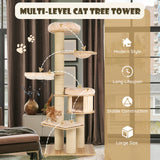 Multi-level Cat Tree with Plush Perch, Padded Platform, Basket Bed