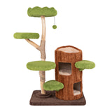 Multi-level Cat Tree Tree Hole Designed Cat Tower with Double Decker Cat House-Brown