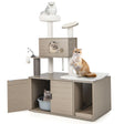 2-in-1 Modern Cat Tower with Litter Box Enclosure for Indoor Cars-Gray