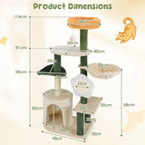Cute Flower Cat Tree Modern Kitty Tower with Plush Top Perch-Multicolor