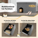 Cat Litter Box Enclosure Hidden Furniture with Urine Proof Litter Mat-Gray