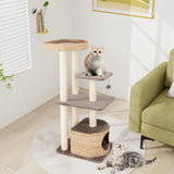 131cm Cattail Cat Tower with Sisal Scratching Posts Perch Condo Dangling Ball-Coffee