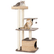 131cm Cattail Cat Tower with Sisal Scratching Posts Perch Condo Dangling Ball-Coffee