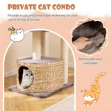 131cm Cattail Cat Tower with Sisal Scratching Posts Perch Condo Dangling Ball-Coffee
