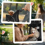 PawHut Pet Stroller for Small Miniature Dogs Cats Foldable Travel Carriage with Wheels Zipper Entry Cup Holder Storage Basket Black