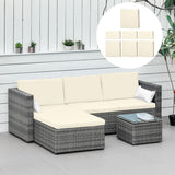 Outsunny Rattan Furniture Cushion Cover Replacement Set, 7 pcs-Cream