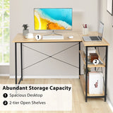 Corner Computer Desk with Adjustable Storage Shelves for Bedroom Natual