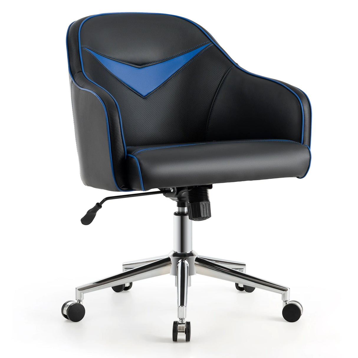 Swivel Office Chair with Adjustable Height &amp; Recline Blue + Black