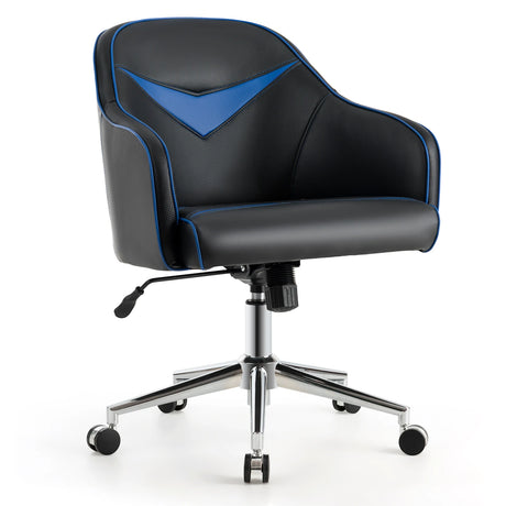 Swivel Office Chair with Adjustable Height &amp; Recline Blue + Black