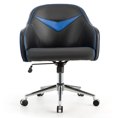 Swivel Office Chair with Adjustable Height &amp; Recline Blue + Black