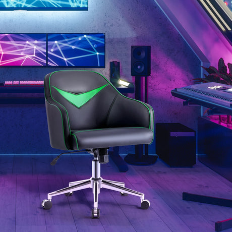 Swivel Office Chair with Adjustable Height &amp; Rectangle Green + Black