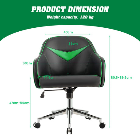 Swivel Office Chair with Adjustable Height &amp; Rectangle Green + Black