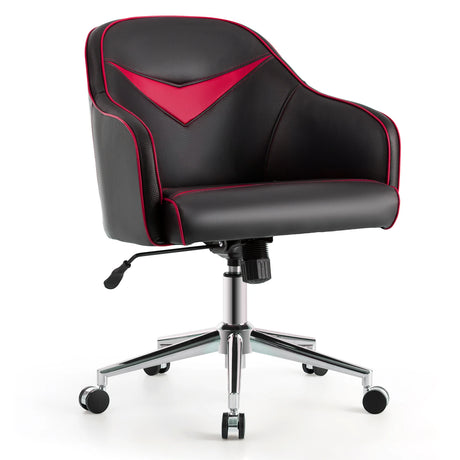 Swivel Office Chair with Adjustable Height &amp; Recline Red + Black