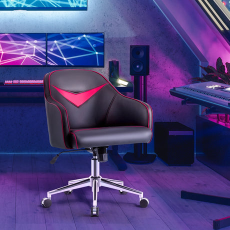 Swivel Office Chair with Adjustable Height &amp; Recline Red + Black
