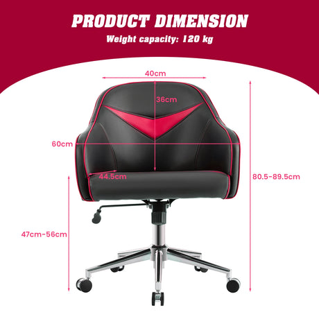 Swivel Office Chair with Adjustable Height &amp; Recline Red + Black