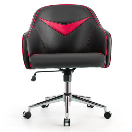Swivel Office Chair with Adjustable Height &amp; Recline Red + Black