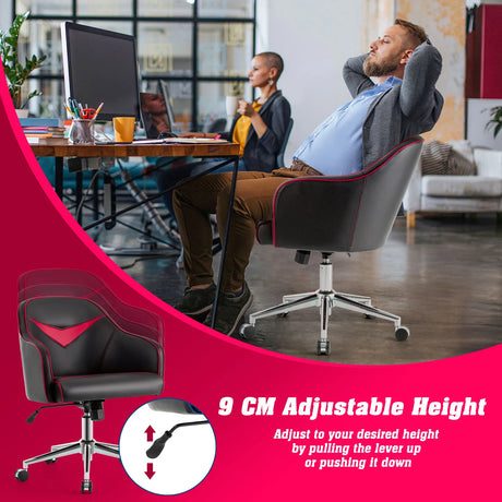 Swivel Office Chair with Adjustable Height &amp; Recline Red + Black