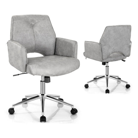 Upholstered Swivel Chair with Adjustable Height for Home & Office