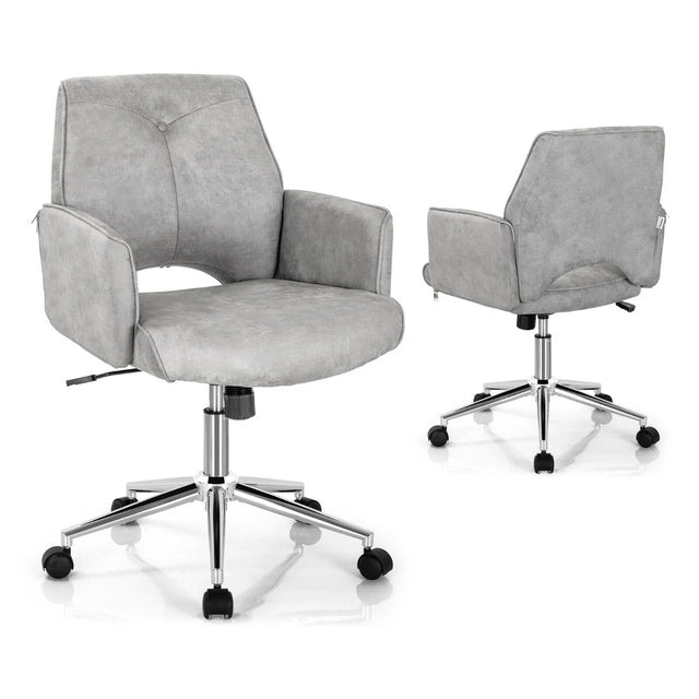 Upholstered Swivel Chair with Adjustable Height for Home & Office