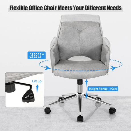 Upholstered Swivel Chair with Adjustable Height for Home & Office