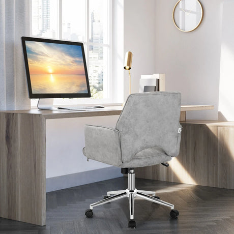 Upholstered Swivel Chair with Adjustable Height for Home & Office