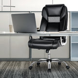 Office chair with high back padded armrests, Home executive chair upholstered in black pvc leather
